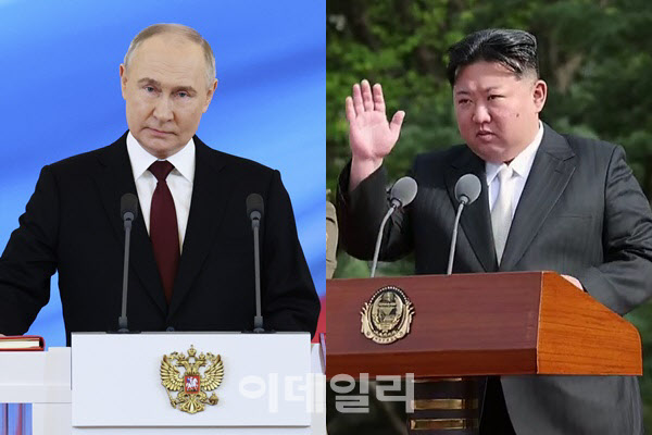 김정은 북한 국무위원장(오른쪽)과 블라디미르 푸틴 러시아 대통령.(사진=뉴시스)
