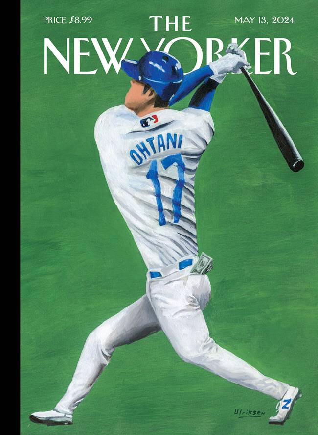 최근 '더 뉴요커'가 공개한 5월 13일자 잡지 표지. 오타니의 신체 비율이 우스꽝스럽게 표현돼 있다. 사진=더 뉴요커