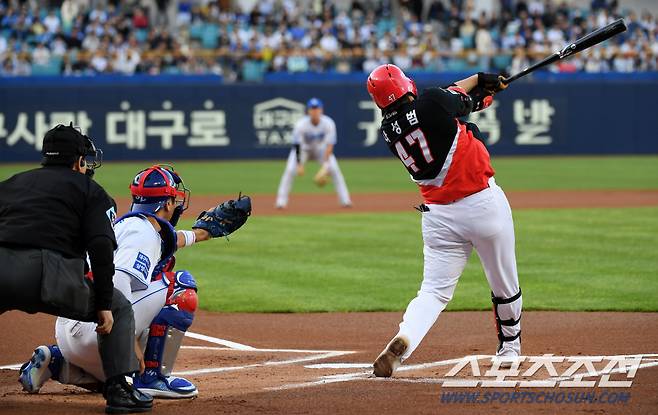 8일 대구 삼성라이온즈파크에서 열린 삼성 라이온즈와 KIA 타이거즈의 경기. 1회초 2사 KIA 나성범이 삼진을 당하고 있다. 대구=박재만 기자 pjm@sportschosun.com/2024.05.08/