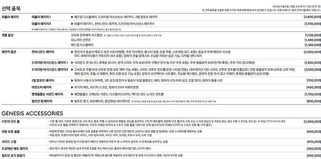 사진 : 제네시스 GV70 부분변경 모델 가격표