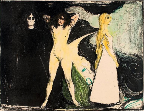 뭉크, ‘여인의 세 시기: 스핑크스’, 1899, 석판화, 49x64cm, 개인 소장.