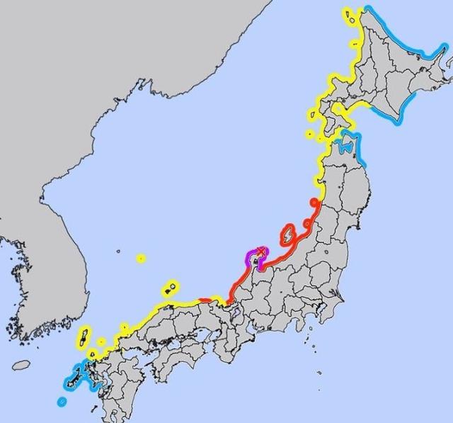 일본 기상청 쓰나미 주의보 지역에 일본 땅으로 표기된 독도. 일본 기상청 홈페이지=뉴시스