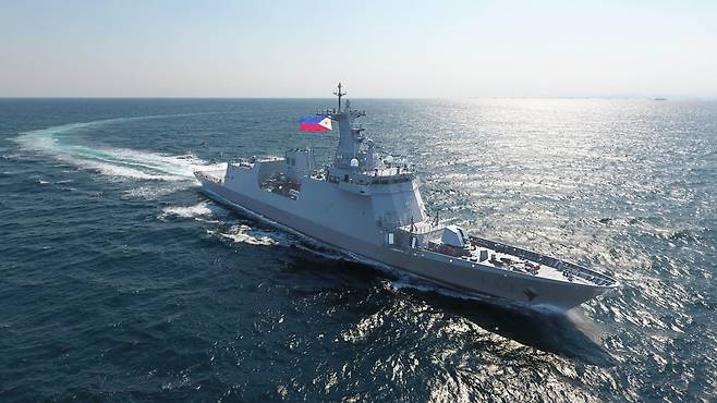 HD현대중공업이 2020년 필리핀 해군에 인도한 호위함인 '호세리잘함'. HD현대중공업 제공