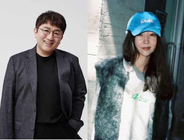 방시혁 하이브 의장(왼쪽)과 민희진 어도어 대표. 하이브, 어도어 제공