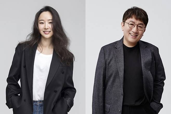 왼쪽부터 민희진 어도어 대표, 방시혁 하이브 의장. 하이브 제공