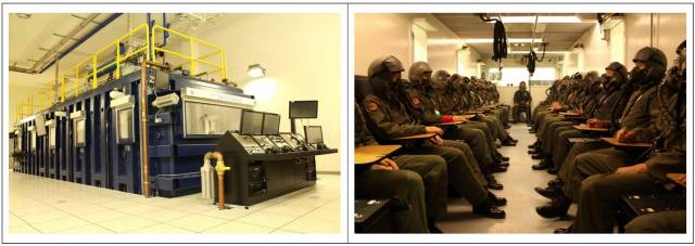 비행 중 고고도에 노출시 발생할 수 있는 저산소증 및 변압증 등을 극복할 방을 습득하는 ‘고공저압환경훈련장비’. 사진 제공=공군