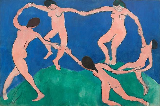 앙리 마티스, 춤(첫 번째 버전), 1909년, 캔버스에 유채, 뉴욕 현대미술관.