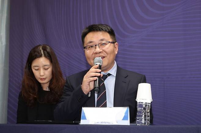 테무의 한국법인인 웨일코 코리아 퀸선 대표이사가 13일 오후 서울 용산구 한국소비자연맹에서 열린 해외 온라인 플랫폼 자율 제품안전 협약식에서 인사말을 하고 있다. ⓒ연합뉴스