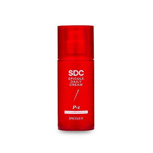 SDC 스피큘엑스 데일리 크림 P-1 - 여드름 피부를 재생하고 진정시키는 성분을 정제한 스피큘에 담아 진피 부근까지 흡수시키는 한 달 프로그램. 50mL 5만5천원.