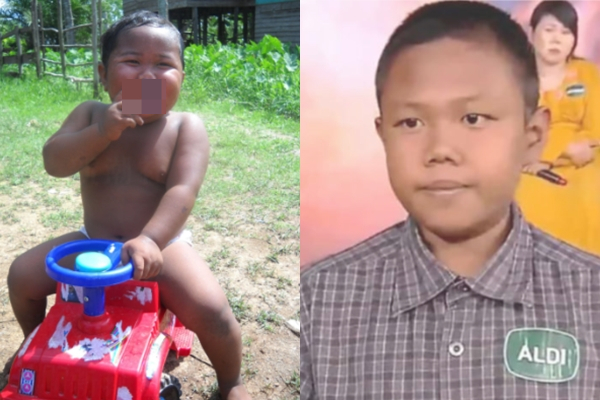 과거 담배 피우는 두 살 아기로 충격을 준 인도네시아 알디 군. 왼쪽은 두 살 때 모습, 오른쪽은 금연에 성공한 현재 모습./사진=데일리신초 보도 캡처
