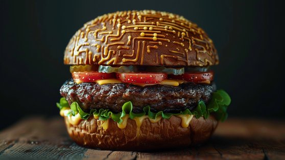 HBM은 기존 메모리 반도체 D램을 ‘햄버거’ 빵처럼 겹겹이 쌓아 만든 제품이다. 미드저니AI로 생성한 이미지.