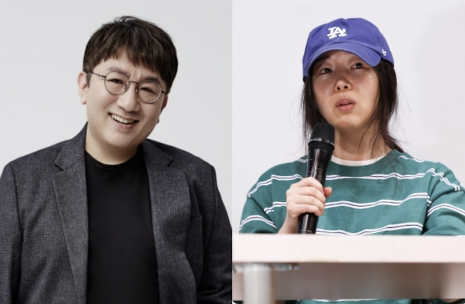 방시혁 하이브 의장, 민희진 어도어 대표. [이미지출처=연합뉴스]