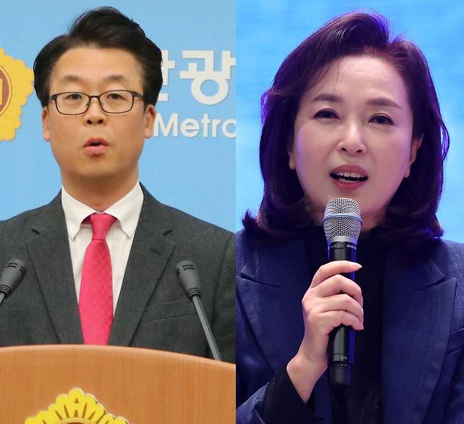 국민의힘 수석대변인에 임명된 곽규택(왼쪽)·김민전 당선자 /뉴스1
