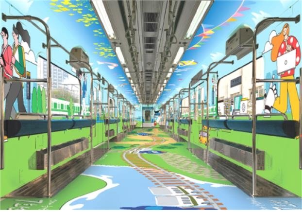 서울교통공사는 출근 시간대 지하철 혼잡도 완화를 위해 16일 출근길부터 지하철 7호선 열차 1개 편성의 1칸을 의자 없는 열차로 운행한다. 지하철 7호선 객실 의자 개량 시범열차. 서울시 제공