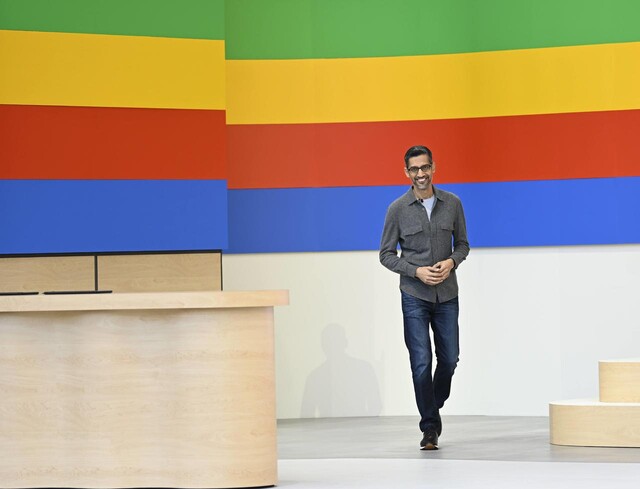 14일(현지시각) 미국 캘리포니아주 마운틴 뷰에서 열린 연례 개발자 회의(I/O)에 참석한 순다 피차이 구글 최고경영자(CEO). 구글 제공