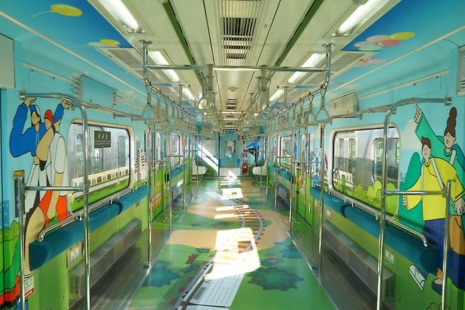 7호선 의자 없는 열차 객실 모습. 서울교통공사 제공