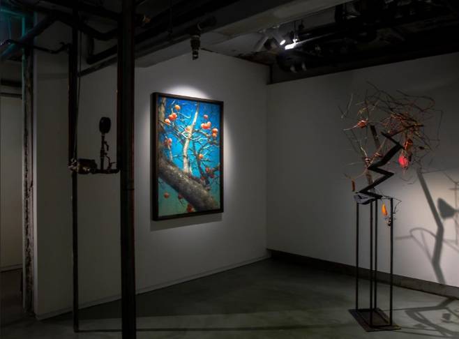 An installation view of Oh Chi-gyun's persimmon works at the Oh Museum of Art in Seoul (Courtesy of theOh Museum of Art)