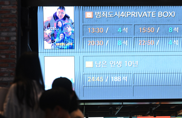 영화 '범죄도시4'가 개봉 22일 만에 천만 영화 반열에 오르며 한국영화 시리즈 최초로 '트리플 천만'을 달성했다. 부처님오신날 휴일인 15일 서울의 한 멀티플렉스 영화관 티켓박스가 관객들로 북적이고 있다. 오승현 기자