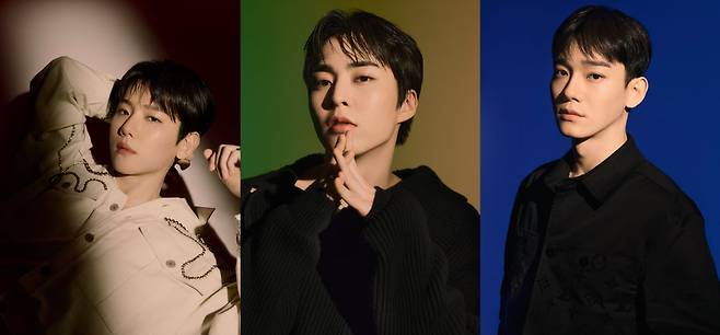 왼쪽부터 백현, 시우민, 첸 / 사진 제공 = 원헌드레드, 빅플래닛메이드, INB100