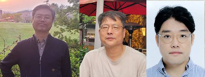 국제공동연구팀에 참여한 기초과학연구원 연구진의 단체사진.(왼쪽부터)송영호 연구위원, 김영만 연구위원, 김명국 박사후연구원.(사진=기초과학연구원)