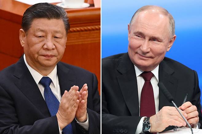 러시아 외무부는 14일 블라디미르 푸틴 대통령이 시진핑 중국 국가주석의 초청으로 이번주 베이징을 방문한다고 발표했다. 2024.05.14 ⓒ AFP=뉴스1 ⓒ News1 권진영기자