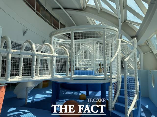 뚝섬한강공원에 최대 규모 서울형 키즈카페가 문을 연다. 서울형 키즈카페 '꿈틀나루' 내부의 신체놀이공간 '넘실넘실 물결위로' 모습. /서울시