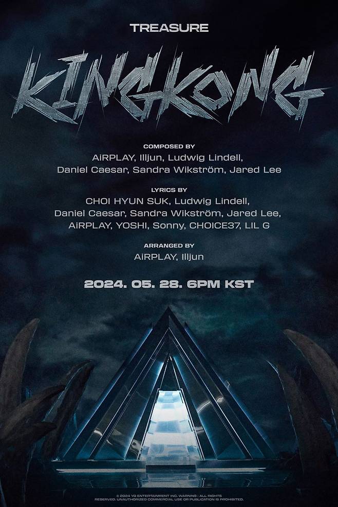 Teaser poster for Treasure's upcoming single, "King Kong" (YG Entertainment)