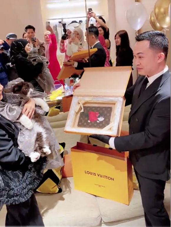 루이뷔통에서 특수 제작한 반려묘 머니를 위한 파우치 선물(사진-틱톡)
