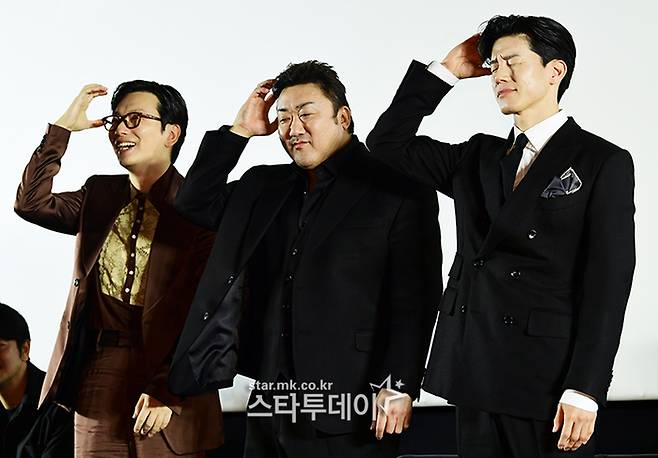 배우 이동휘(왼쪽부터), 마동석, 김무열. 강영국 기자