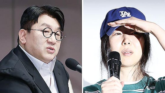 방시혁 하이브 이사회 의장과 민희진 어도어 대표. 중앙포토·연합뉴스