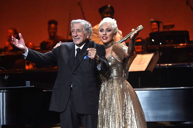 Tony Bennett (left) and Lady Gaga on "One Last Time: An Evening with Tony Bennett and Lady Gaga"(Paramount+)