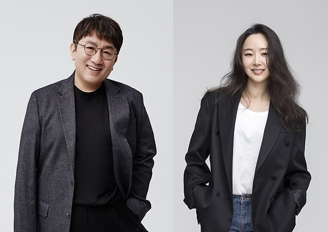 방시혁 하이브 의장(왼쪽)과 민희진 어도어 대표(오른쪽)