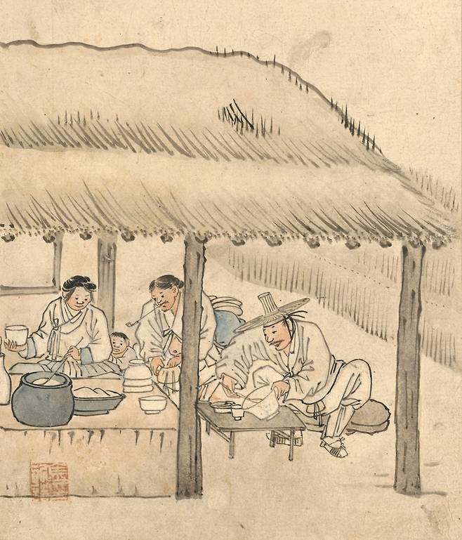 김홍도 필 풍속도화첩 중 주막(보물). [국립중앙박물관]