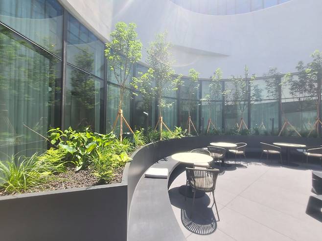 신라호텔 플러스 이호테우 1층 선큰가든. /최효정 기자