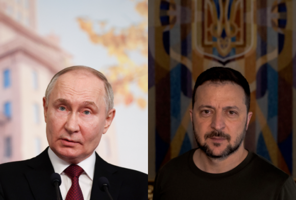 블라디미르 푸틴(왼쪽) 러시아 대통령·볼로디미르 젤렌스키(오른쪽) 우크라이나 대통령. 타스·AFP 연합뉴스