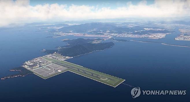 가덕도신공항 홍보 영상 (부산=연합뉴스) 11일 오전 부산시청에서 열린 가덕도신공항 비전과 전략 선포식에서 가덕도신공항 홍보 영상이 상영되고 있다. 2024.1.11 [부산시 제공] ccho@yna.co.kr