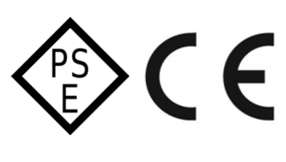 전자제품 안전성 인증인 일본의 PSE(왼쪽)와 유럽연합의 CE(오른쪽)
