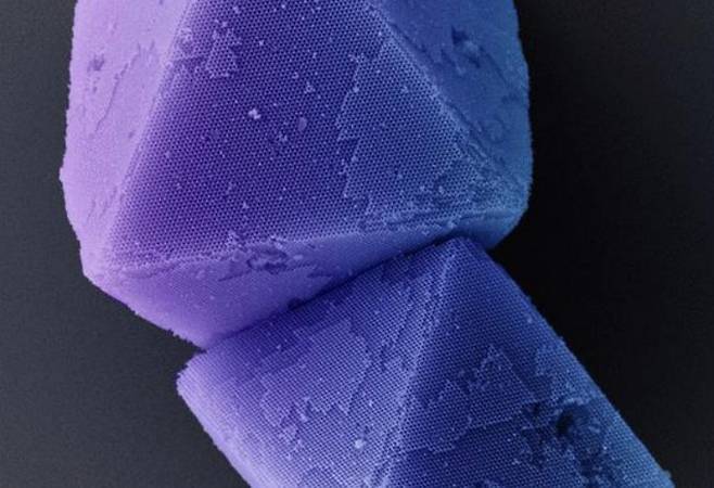 DNA 오리가미로 자가조립된 다이아몬드 광결정 전자현미경 이미지. 고려대 제공.