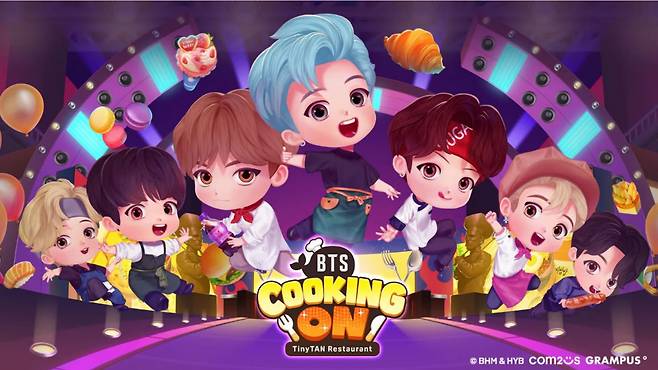 An upcoming mobile game "BTS Cooking On: TinyTAN Restaurant" (Com2us)