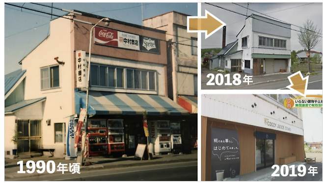 오래된 단독주택을 무상으로 양도받아 매장으로 재탄생시킨 사례.[사진출처=모두의0엔물건 홈페이지]