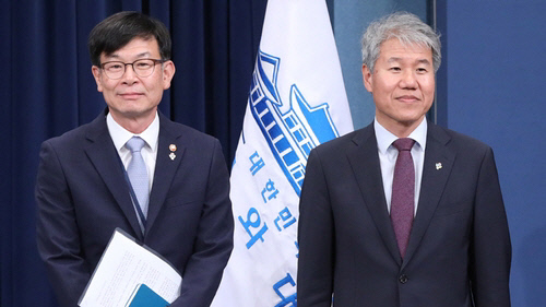 김상조(왼쪽), 김수현 전 청와대 정책실장. 연합뉴스.