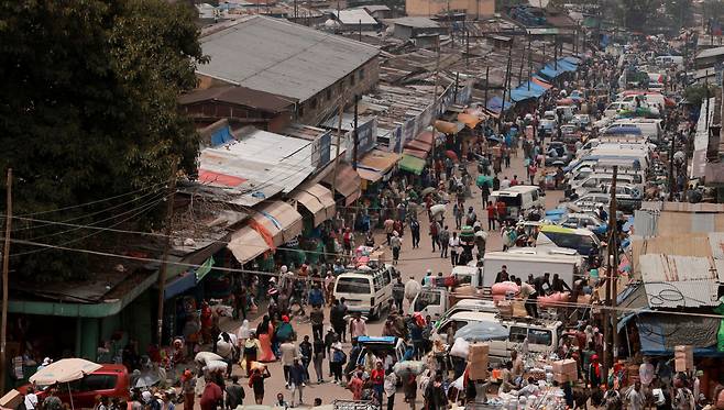 Shoppers walk within Merkato, one of Africa's biggest open air market, in Addis Ababa, Ethiopia on April 25. (Reuters)