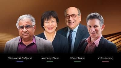 2024 Shaw Laureates (Left to Right): Shrinivas R Kulkarni (Astronomy), Swee Lay Thein (Life Science and Medicine), Stuart Orkin (Life Science and Medicine), Peter Sarnak (Mathematical Sciences) (PRNewsfoto/Shaw Prize)