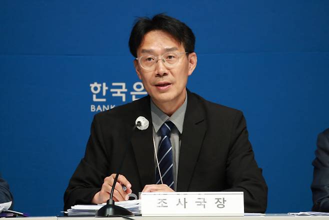 이지호 한국은행 조사국장이 23일 오후 서울 중구 한국은행에서 열린 경제전망 설명회에서 발언하고 있다.(사진=한국은행)