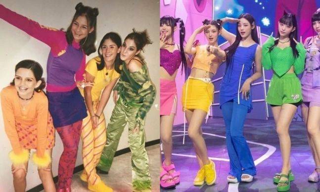 뉴진스(오른쪽)와 멕시코 걸그룹 '진스'. 사진=패티 서벤트(Paty Sirvent) SNS 갈무리