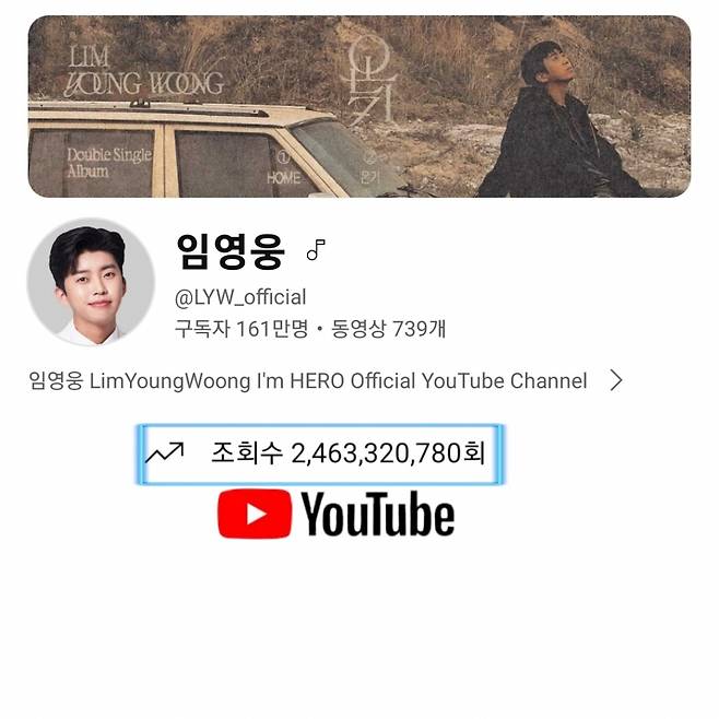 임영웅, 유튜브 채널 24억 6천만뷰 달성