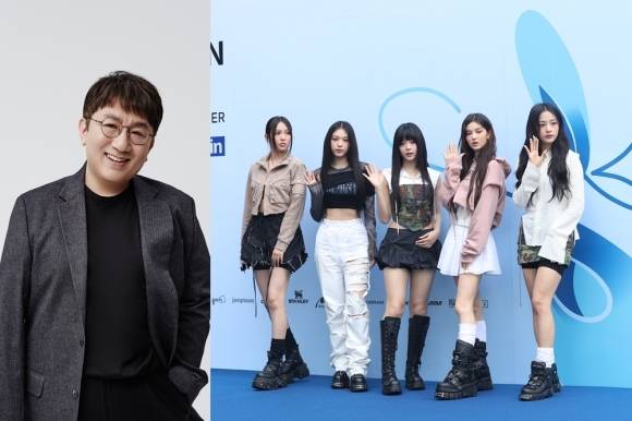 방시혁 하이브 의장, 걸그룹 뉴진스.  하이브 제공·연합뉴스