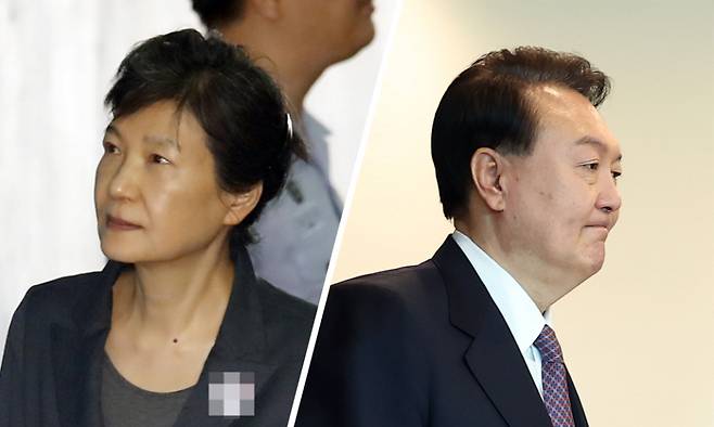 박근혜 전 대통령(사진 왼쪽)과 윤석열 대통령 ⓒ연합뉴스