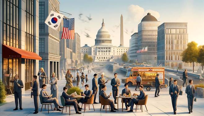 워싱턴 D.C.에 파견된 한국 공무원들 활동 모습을 챗GPT로 그린 이미지.