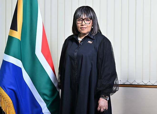 Zenani Mandela-Dlamini, South African ambassador to South Korea, poses for a photo at the South Africa Embassy in Seoul on Monday. (Im Se-jun/The Korea Herald)